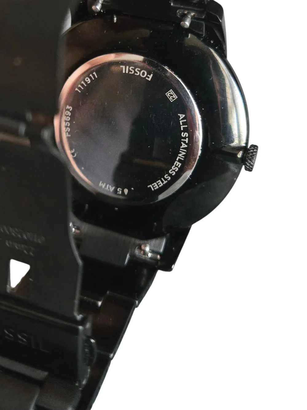 Fossil Men's Black Stainless Steel Watch with Blue Dial - Picture 6 of 7